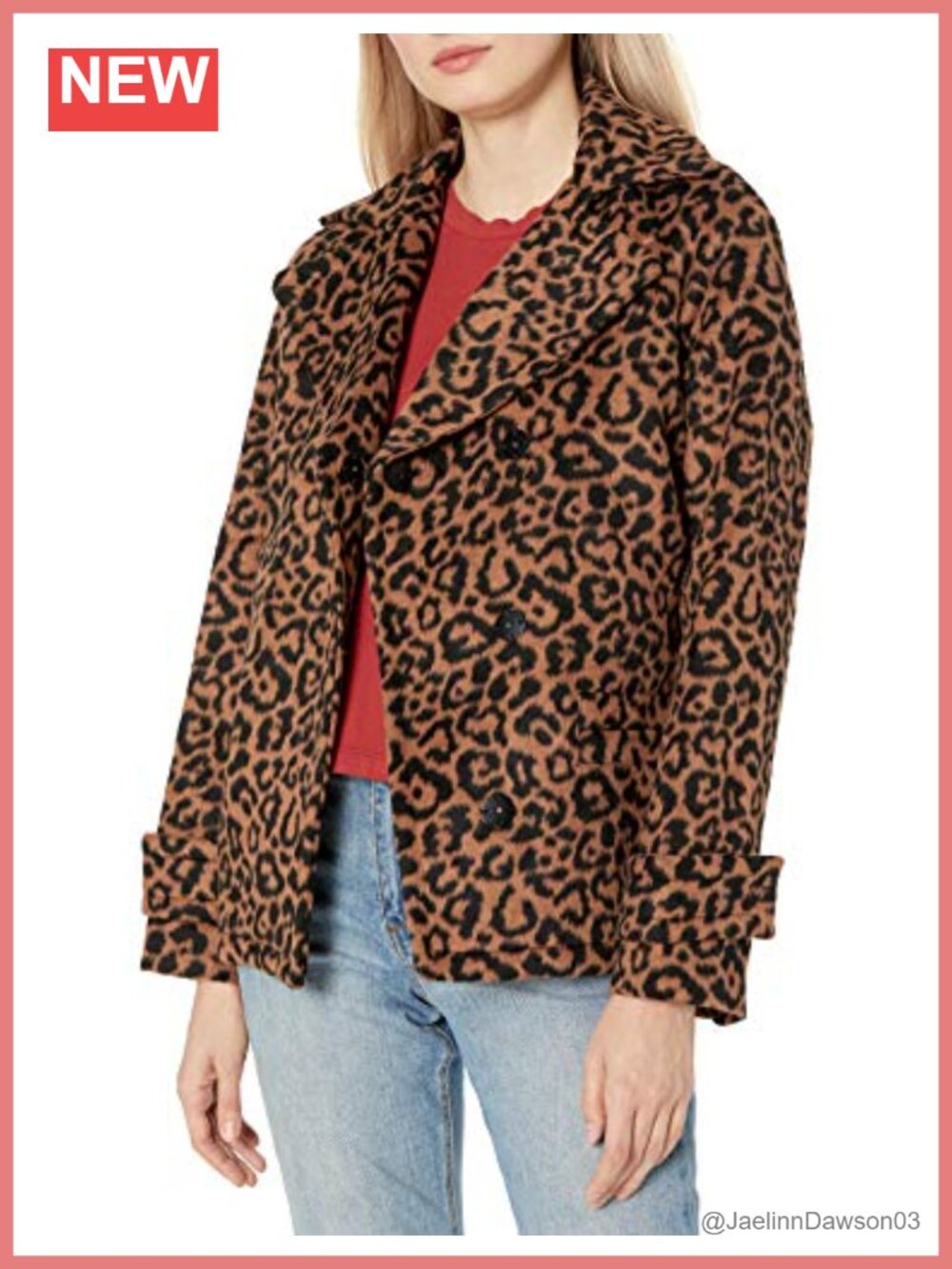 Leopard Long Sleeve Casual Jacket with Snap Button Closure